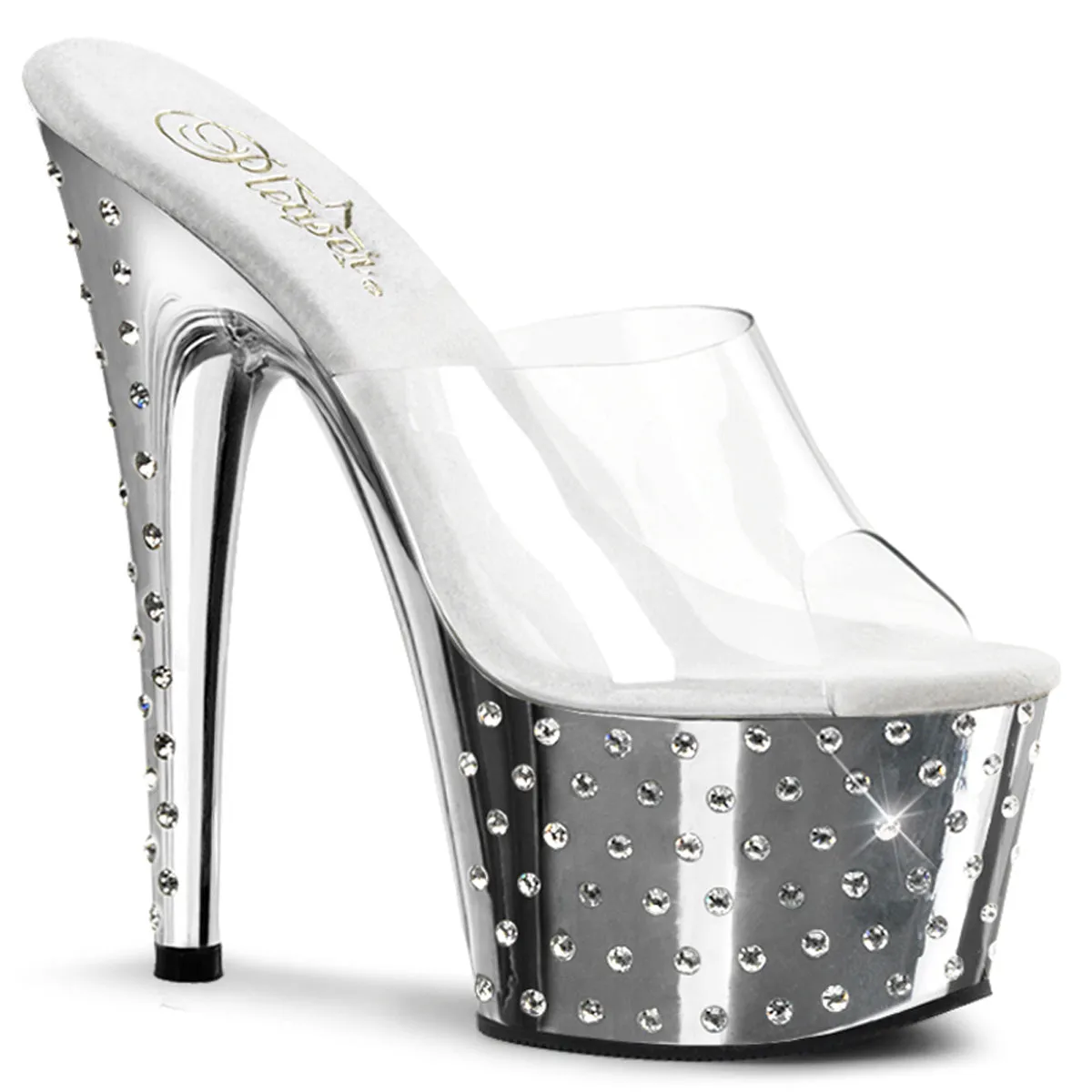 STARDUST-701 Pleaser Clear/Silver Chrome Sexy Platform Shoes (Pole Dancing Heels) Asics Table Tennis Shoes