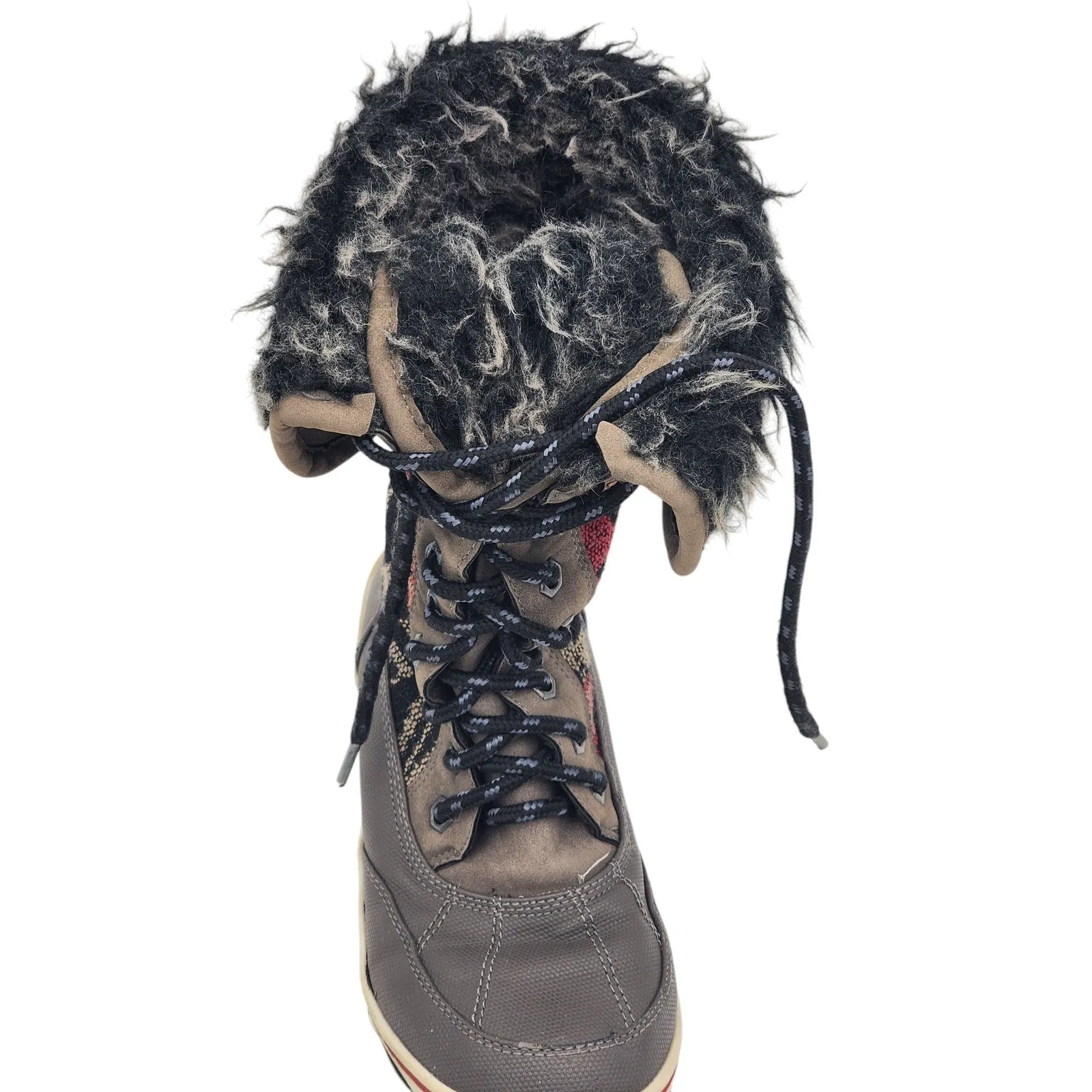 Aztec Print Snow Boots Warm Faux Fur Women Size 6/7 Boho Cozy Winter W22750 Toddlers Snow Boots