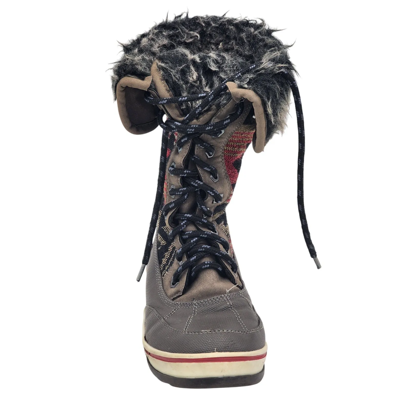 Artica Snow Boots Aztec Print Snow Boots Warm Faux Fur Women Size 6/7 Boho Cozy Winter W22750
