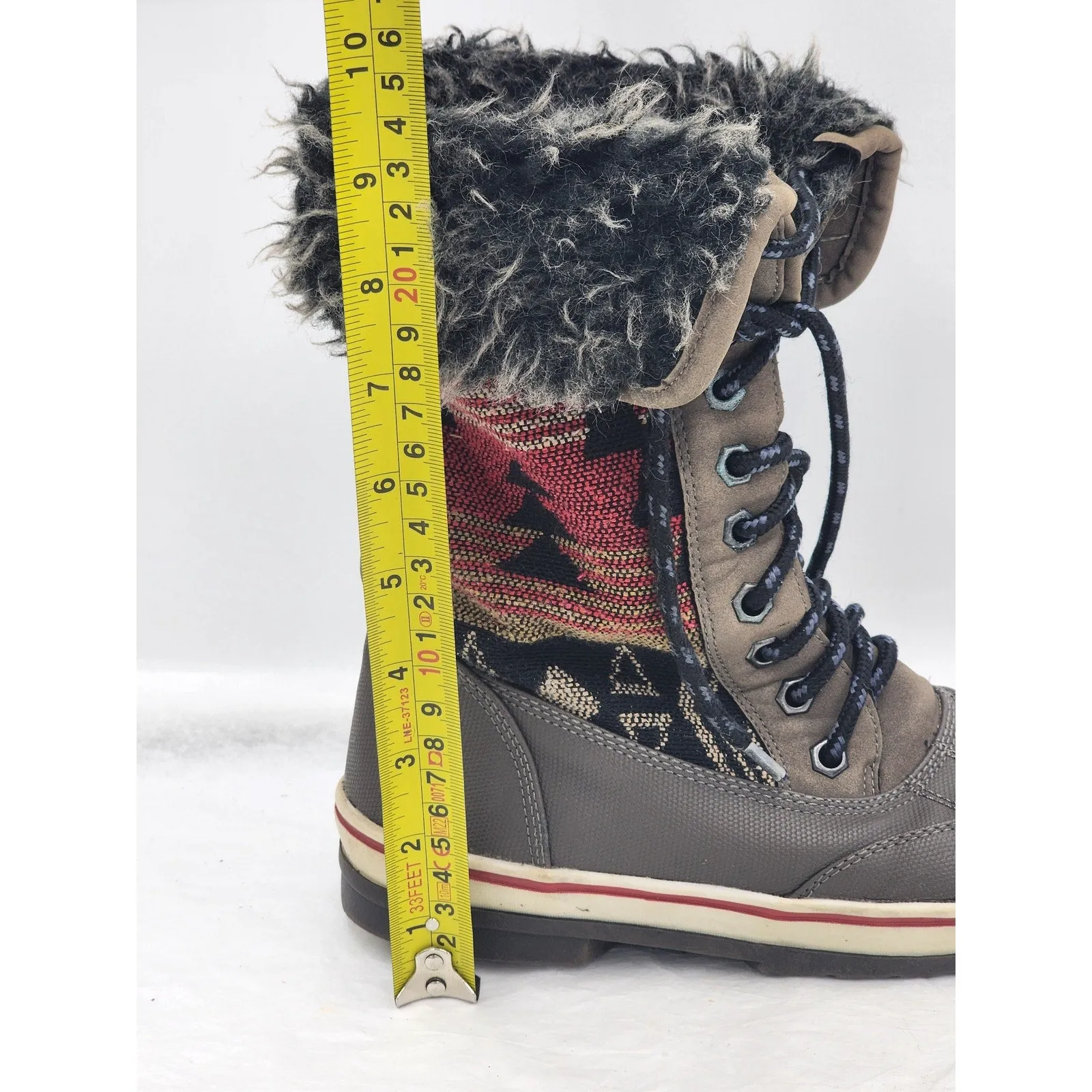 Snow Boots New York Aztec Print Snow Boots Warm Faux Fur Women Size 6/7 Boho Cozy Winter W22750
