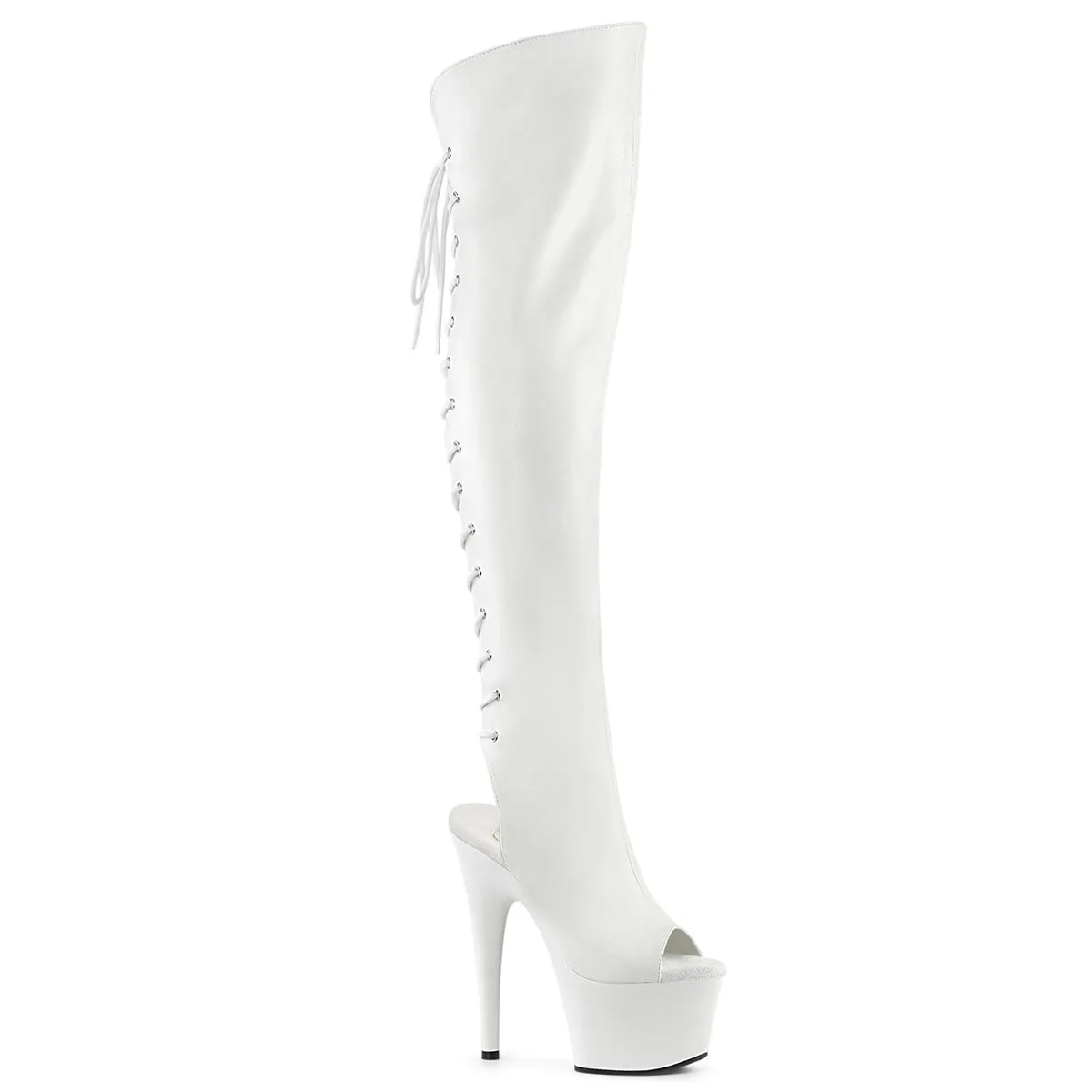 Asics Zip Up Wrestling Shoes ADORE-3019 Pleaser White Faux Leather Sexy Platform Shoes (Pole Dancing Heels)
