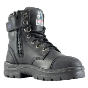 Buckle Work Boots Steel Blue Black Ladies Argyle Zip Sided Lace Up Steel Toe Cap Safety Boot With Scuff Cap (512709) (Pre-Order)