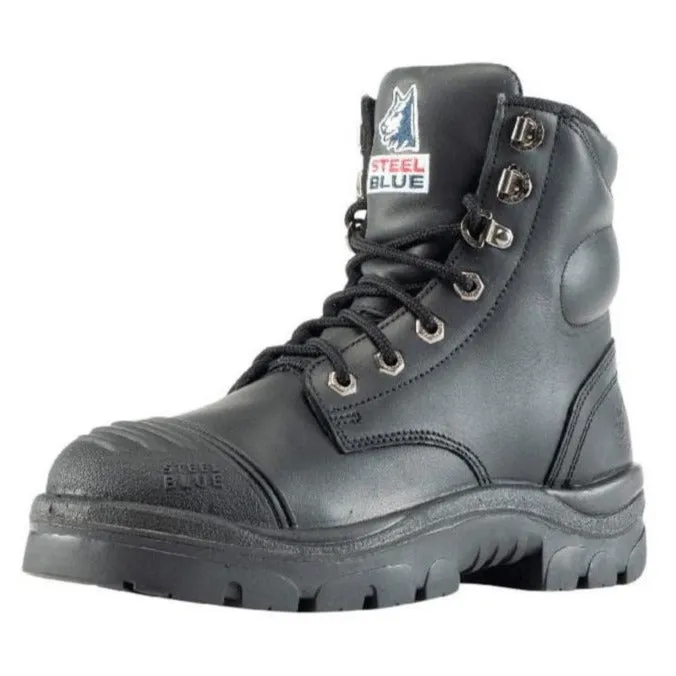 Steel Blue Black Ladies Argyle Zip Sided Lace Up Steel Toe Cap Safety Boot With Scuff Cap (512709) (Pre-Order) Work Boots With Ankle Support