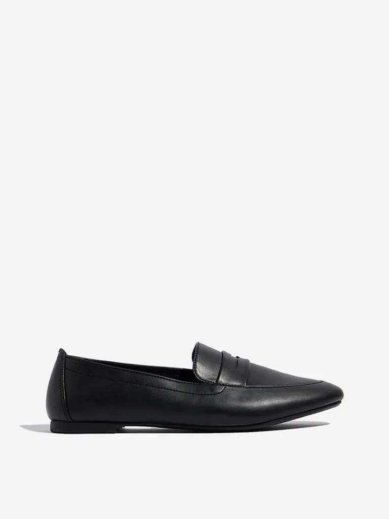 LUNA BLU Black Faux-Leather Loafers Capri Loafers