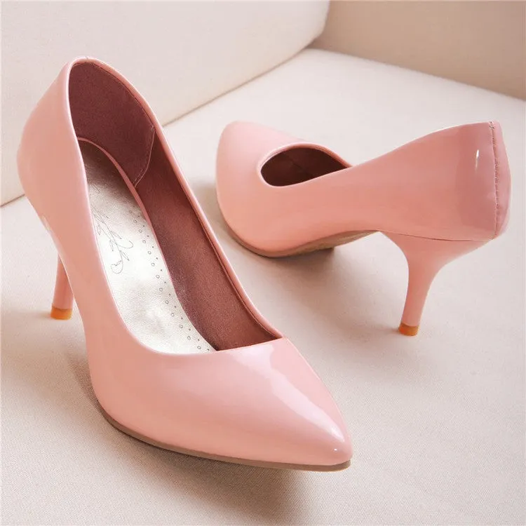 Women's Pointed Toe Pumps High Heels Shiny Red High Heel Shoes