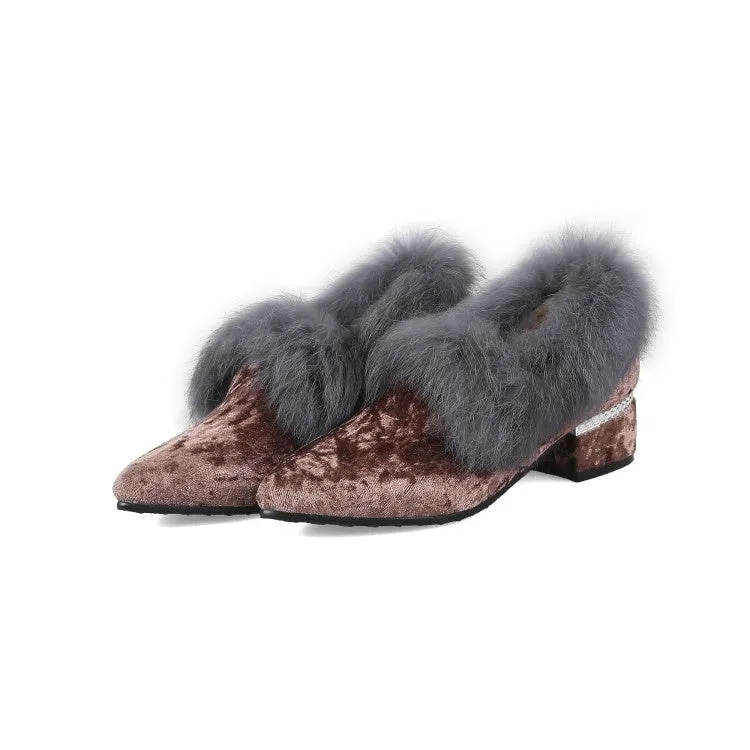 High Heel Feet Surgery Women's Furry Chunky Heels Shoes