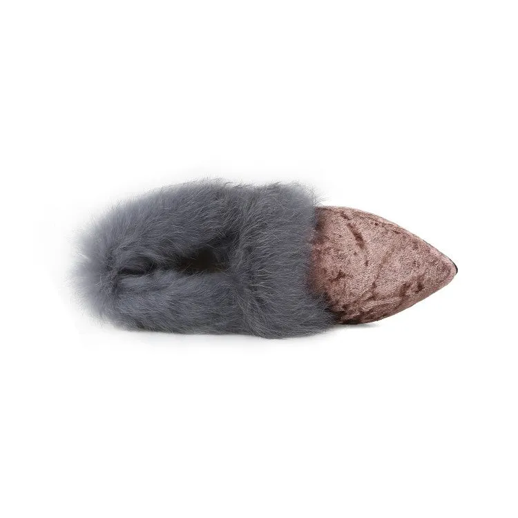 Women's Furry Chunky Heels Shoes Vince Heels