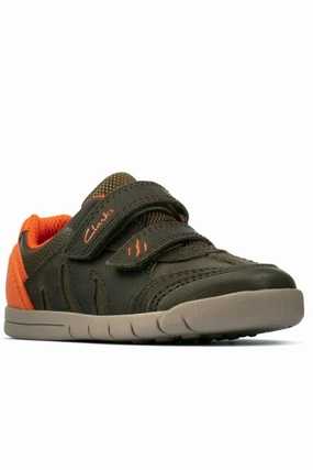 Clarks Rex Play Toddler Khaki Leather Gym Glow Class Step