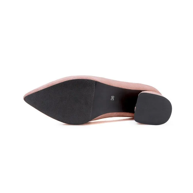 Women's Pointed Toe Suede High Heeled Chunky Heels Pumps Free Porn High Heels