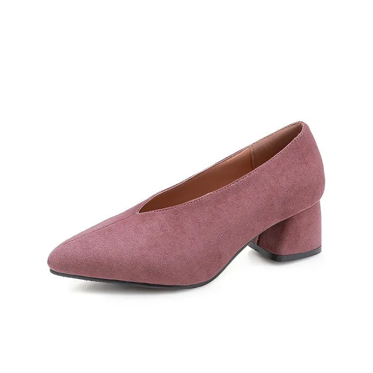 Women's Pointed Toe Suede High Heeled Chunky Heels Pumps Karl Lagerfeld High Heels