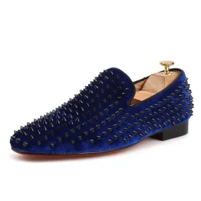 Classic Lug Loafers OneDrop Handmade Men Leather Velvet Spikes Dress Shoes Party Wedding And Prom Loafers