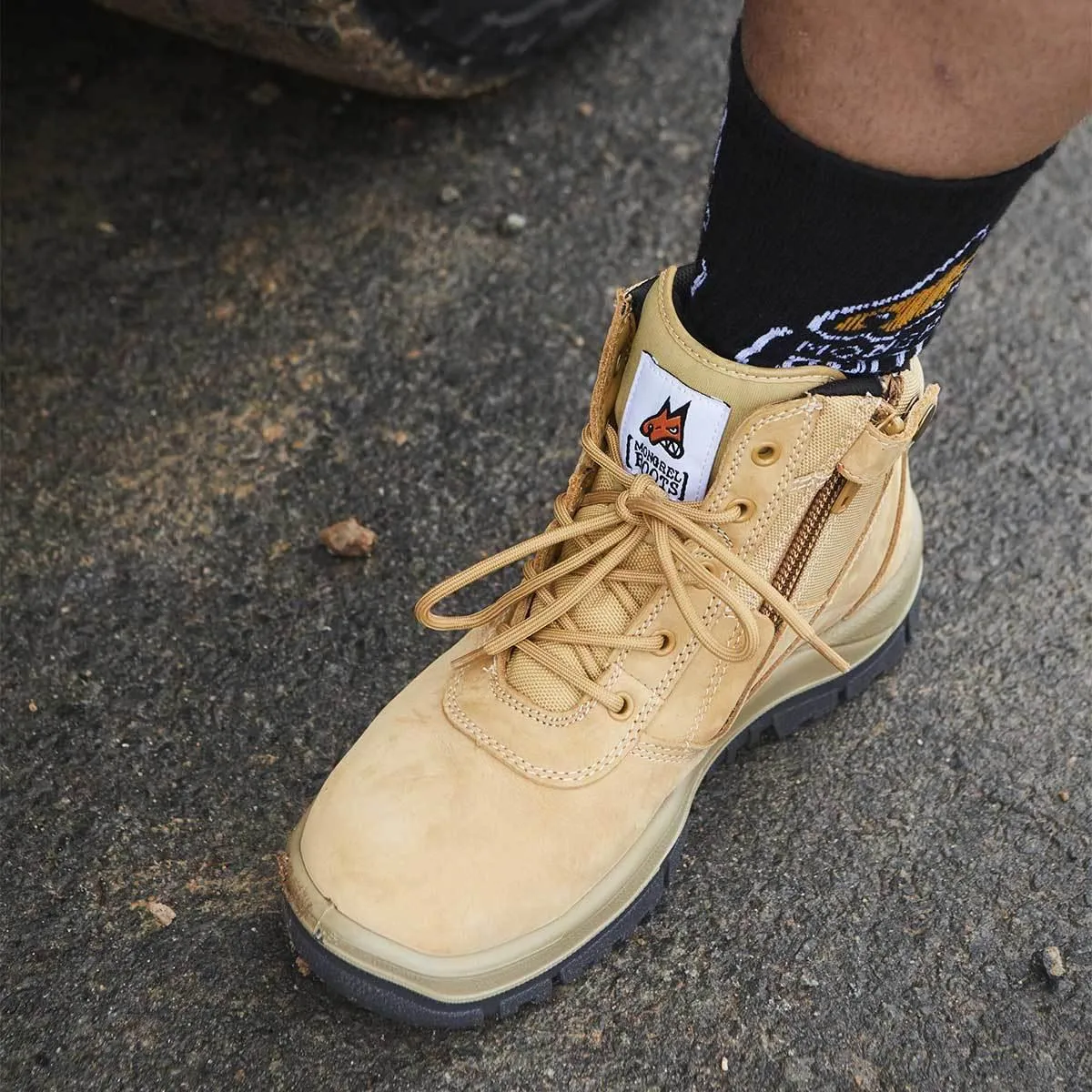 Mongrel 261050 Zipsider Safety Steel Toe Work Boots - Wheat Low Cut Waterproof Work Boots