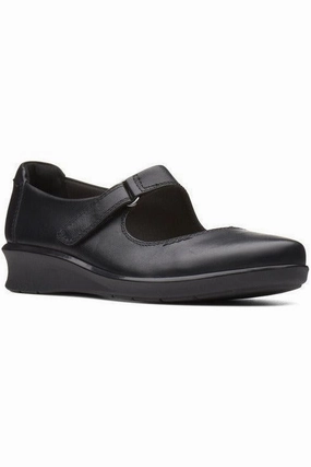 Clarks Hope Henley black leather Wide Sole School Go
