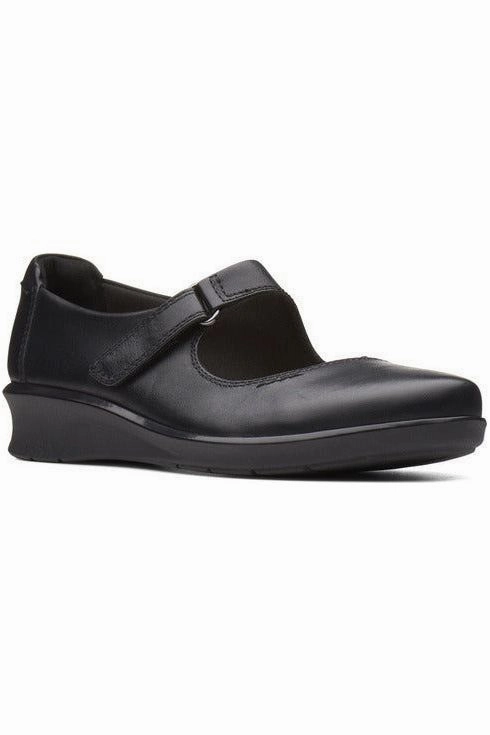 Clarks Hope Henley black leather Flexible Movement Shoes Sea Path