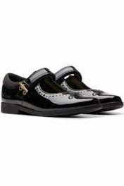 Field Walk Elastic Material Clarks Lock Magic black patent school shoe