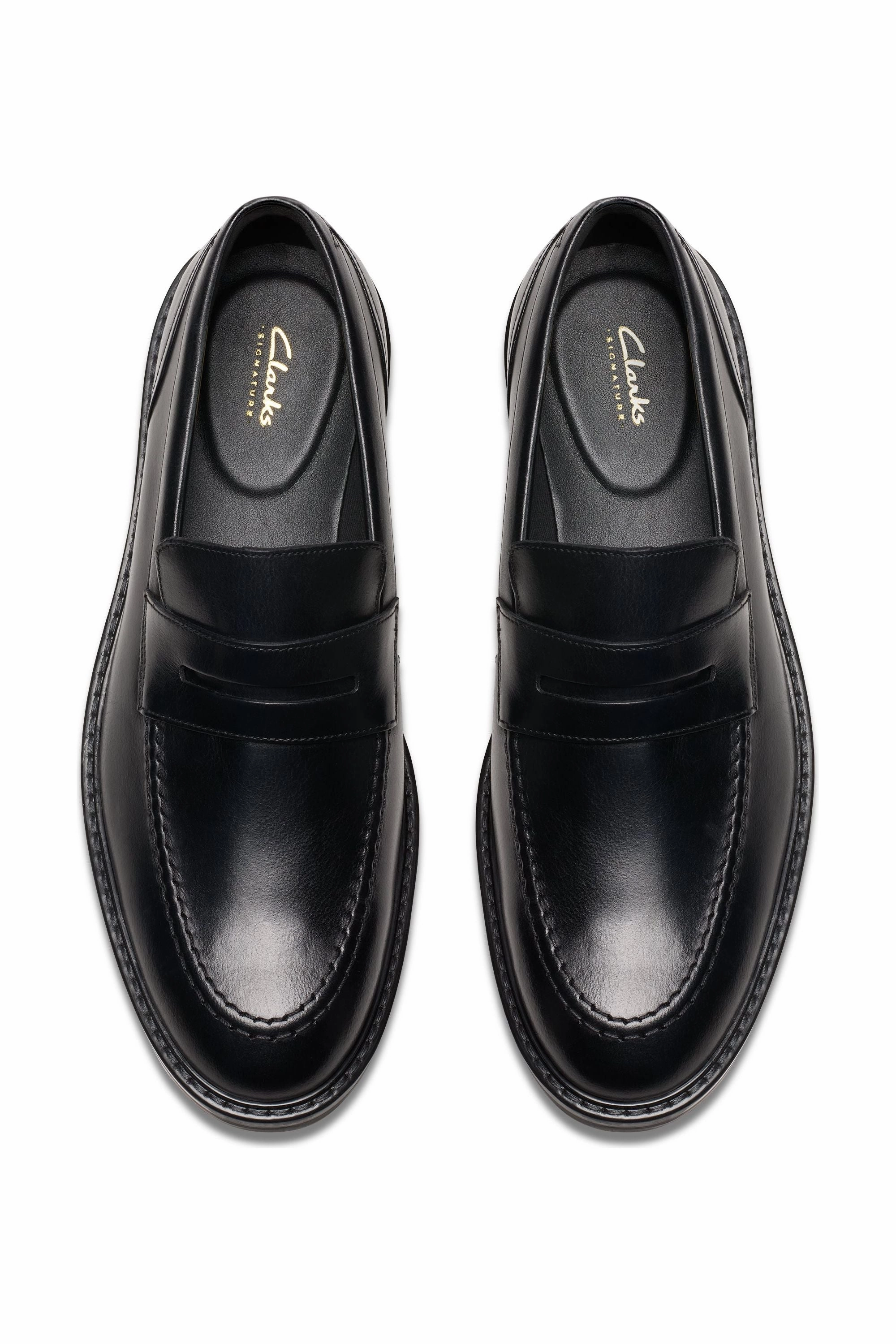 Clarks Aldwin Step in Black Leather Flexible Design Roof View