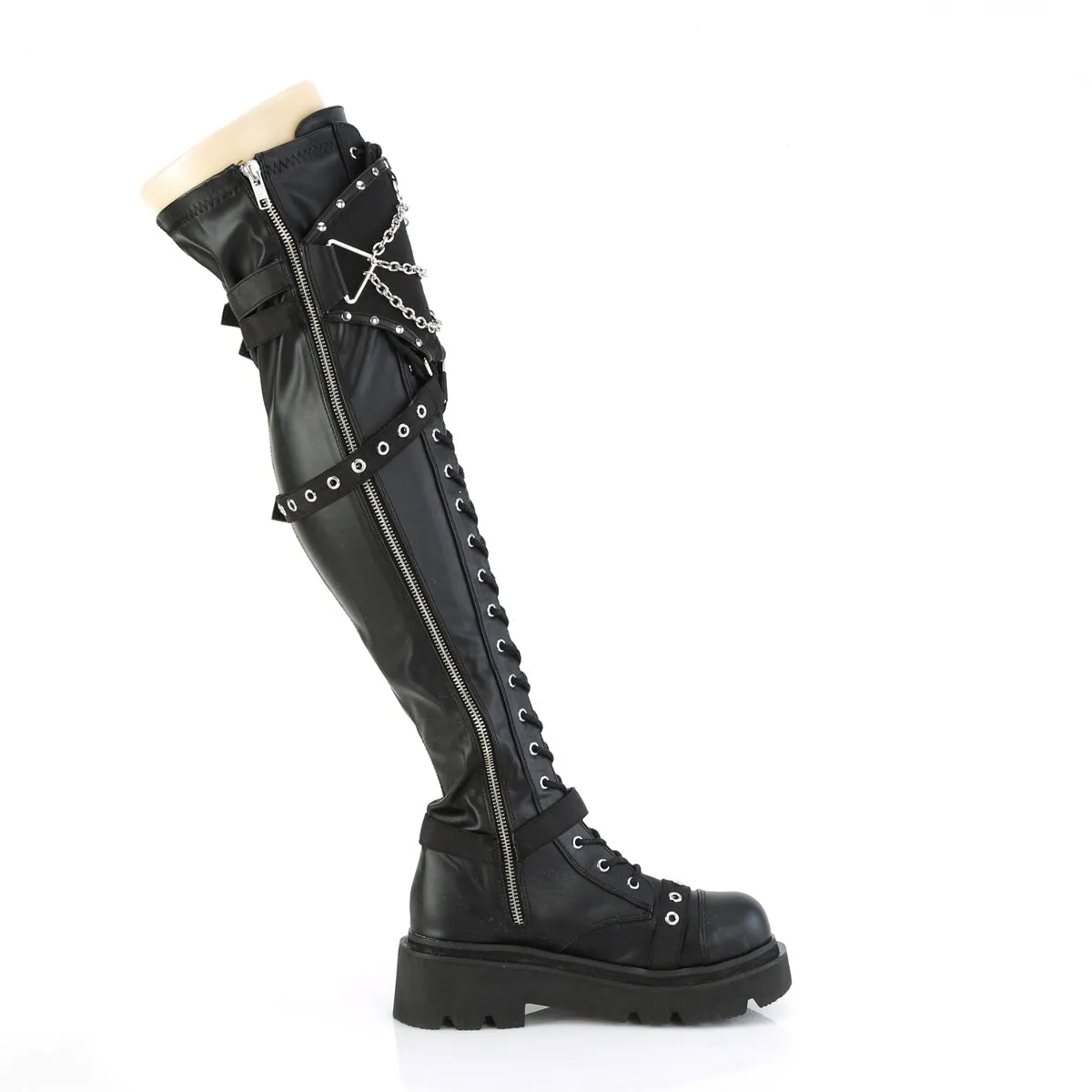 Latest Adidas Shoes RENEGADE-320 DemoniaCult Black Stretch Vegan Leather Sexy Women's Over-the-Knee Boots (Alternative Footwear)