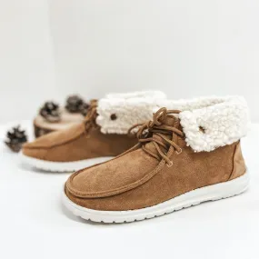 Very G | Have To Run High Top Slip On Loafers with Laces and Sherpa Lining in Light Tan First Asics Shoe