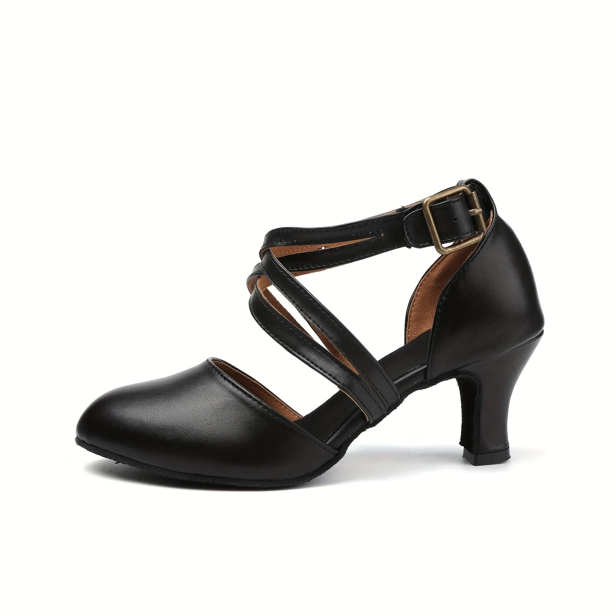Women's Stylish Black Lightweight Plain Toe Dance Shoes 20s Dress Shoes