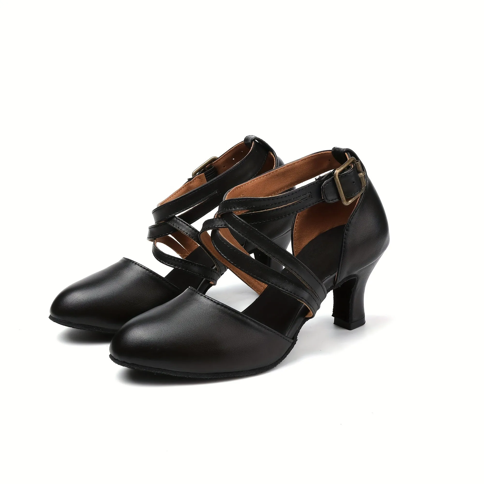 Women's Stylish Black Lightweight Plain Toe Dance Shoes High End Dress Shoes Brands