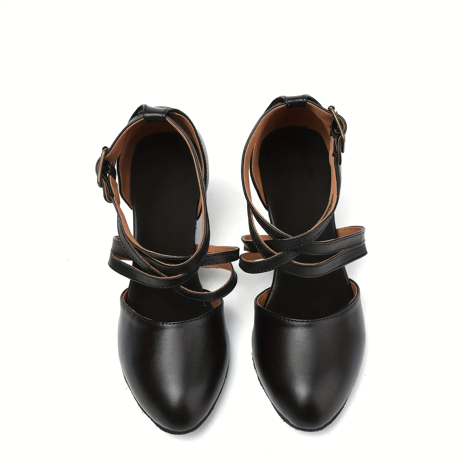 Easy Spirit Dress Shoes Low Heel Women's Stylish Black Lightweight Plain Toe Dance Shoes