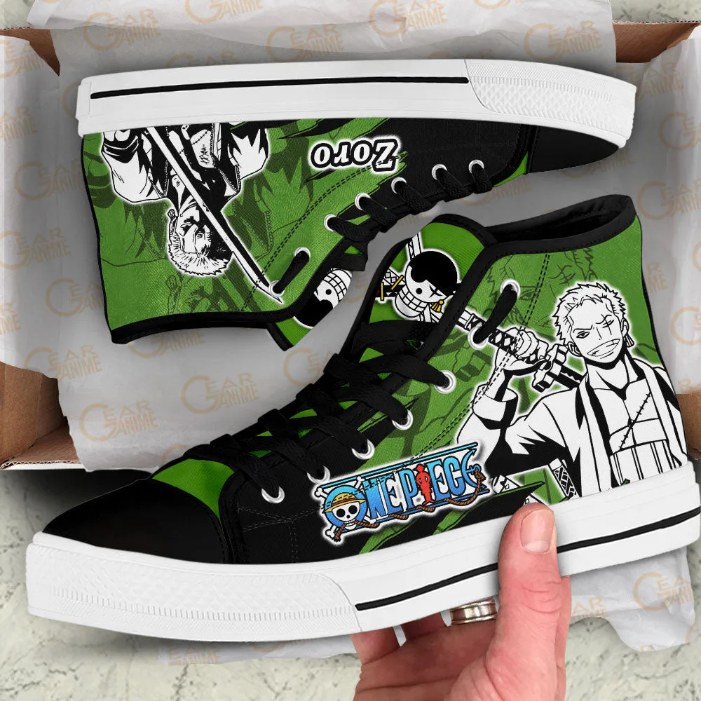 Roronoa Zoro High Top Shoes OP Custom Anime Sneakers Mix Manga Jogging Shoes Asics