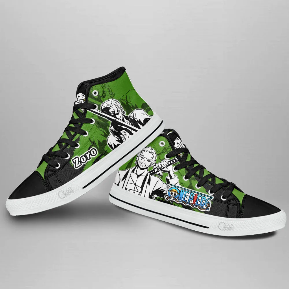 Roronoa Zoro High Top Shoes OP Custom Anime Sneakers Mix Manga Asics Alpine Xt Running Shoe