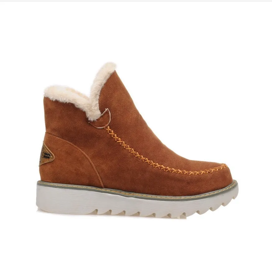 Women Fashion Casual Fur Lining Ankle Snow Short Boots High Top Snow Boots