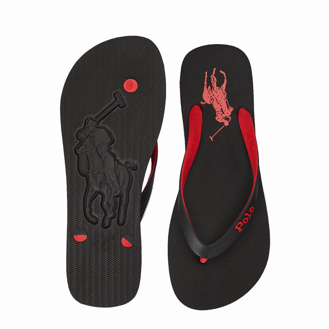 Sporty Polo Ralph Lauren Bolt Logo Flip-Flop Black / Red