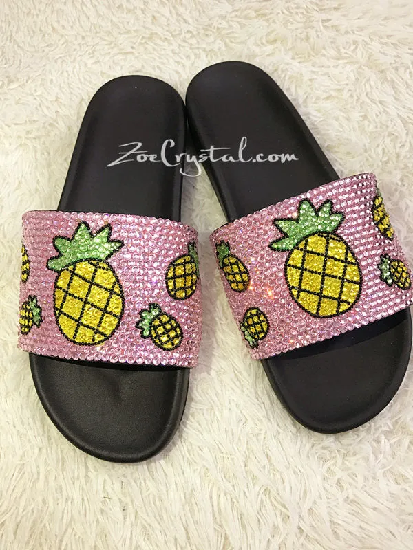 Fashionable Summer Pink SANDALS / SLIDES with Pineapples Corgi Slippers