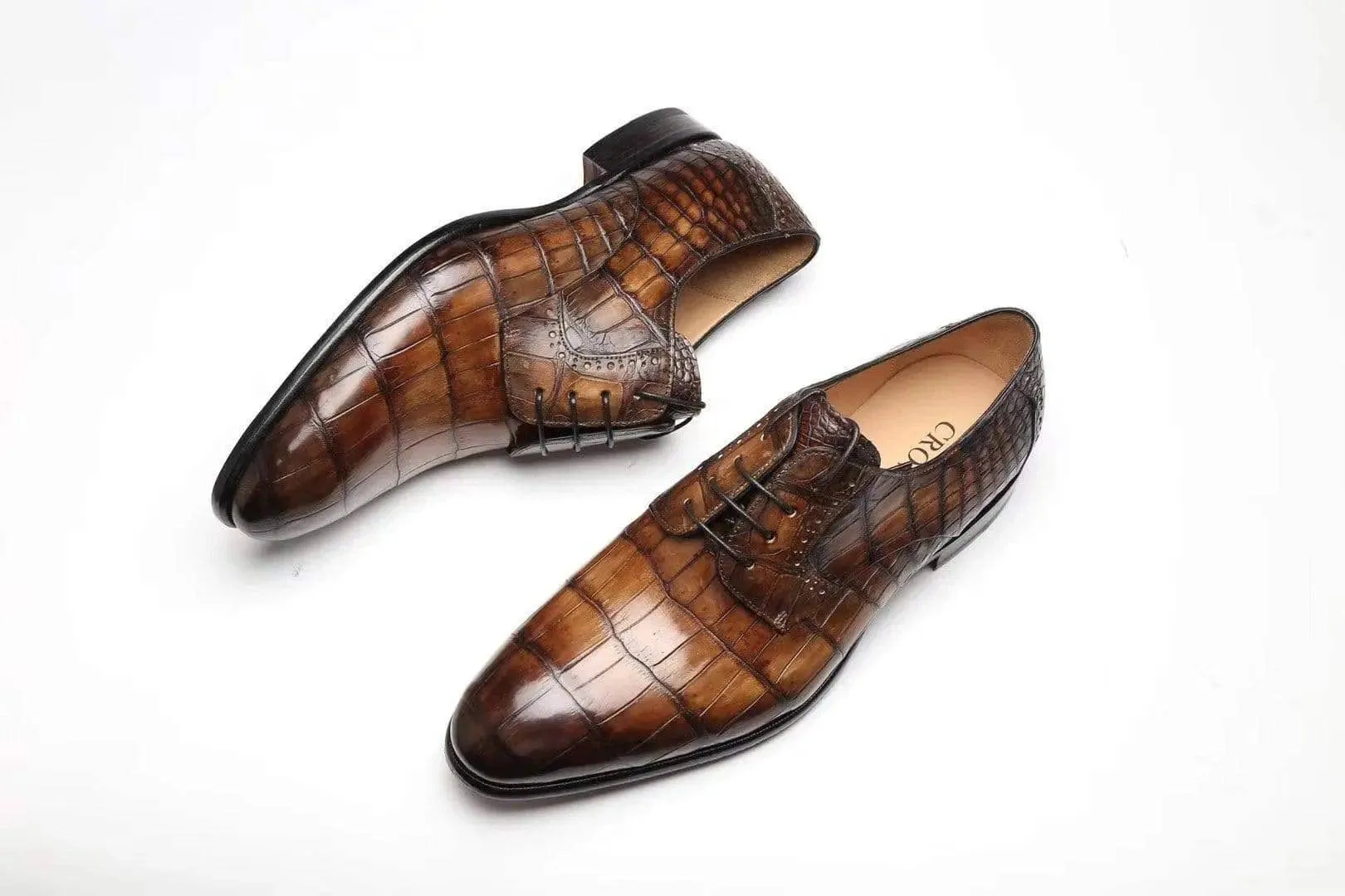 Crocodile Shoes Brown Crocodile Leather Shoes Men Lace Up Business Formal Dress Shoes Luxury Leather Slip On Dress Shoes