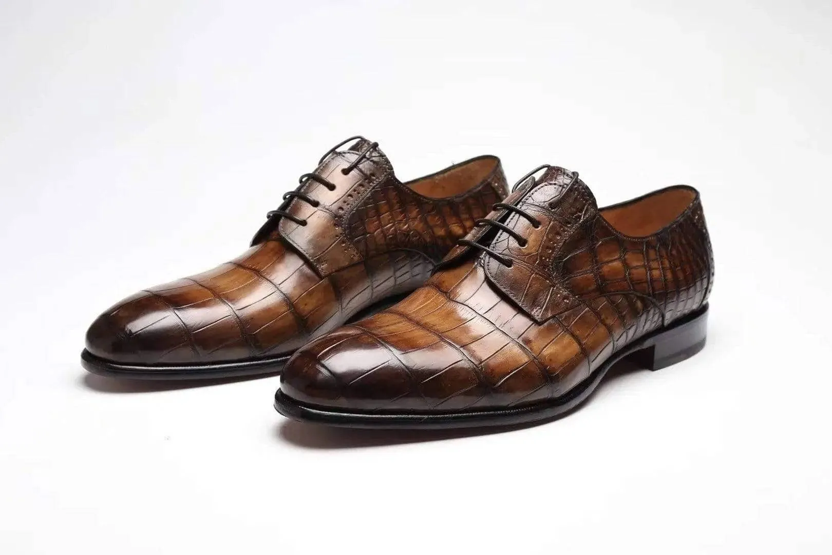 Crocodile Shoes Brown Crocodile Leather Shoes Men Lace Up Business Formal Dress Shoes Luxury Air Force Dress Shoes