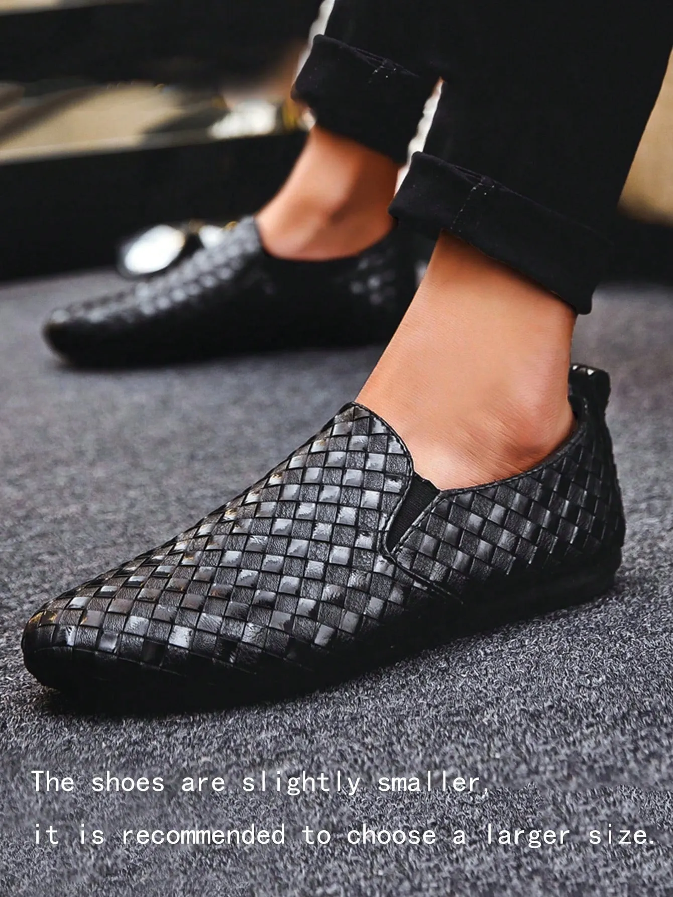 Men's Black Leather Slip-On Loafers, Casual Flat Shoes, Dress Shoes (Please Order 1 Size Up) Asics Upcourt Shoes