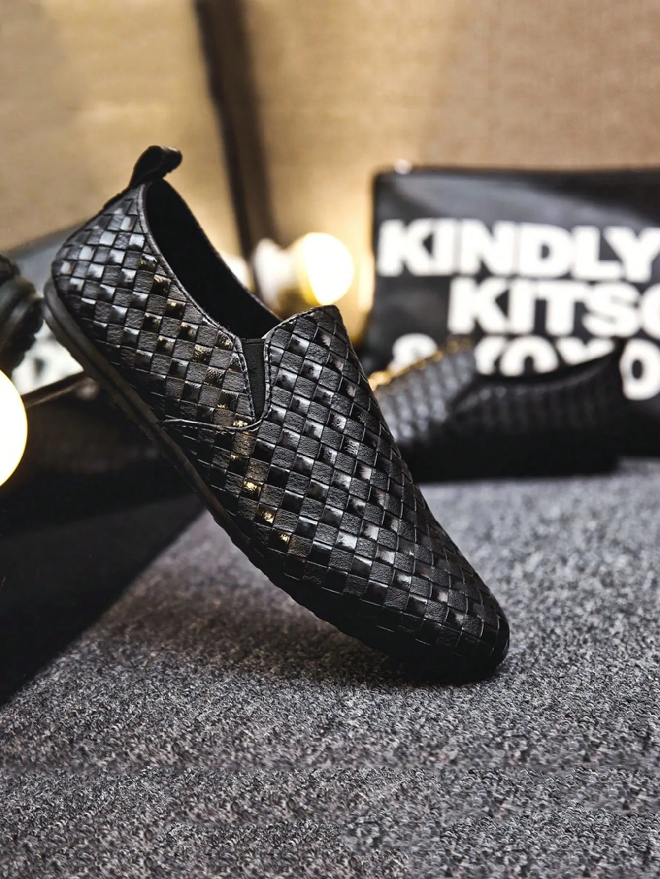 Asics Shoe Pronation Chart Men's Black Leather Slip-On Loafers, Casual Flat Shoes, Dress Shoes (Please Order 1 Size Up)