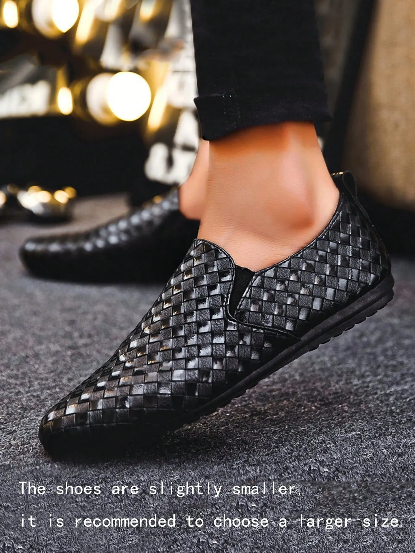 Men's Black Leather Slip-On Loafers, Casual Flat Shoes, Dress Shoes (Please Order 1 Size Up) Asics Training Shoes Reviews