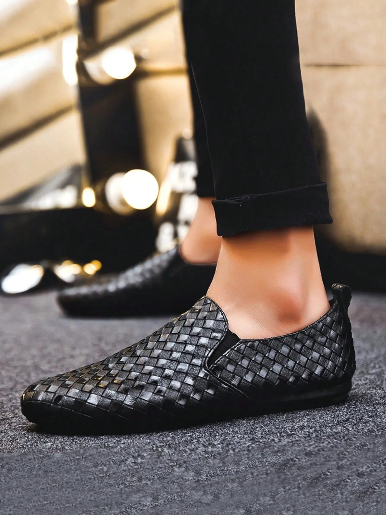 Asics Gel-contend 5 Running Shoes Men's Black Leather Slip-On Loafers, Casual Flat Shoes, Dress Shoes (Please Order 1 Size Up)