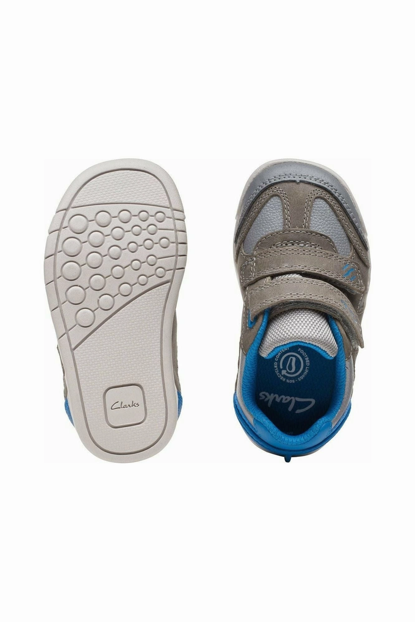 Clarks Rex Play Toddler grey blue slim fit water proof