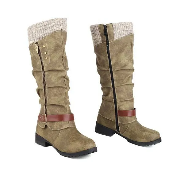 Women'S Round Toe Buckle Rider Boots 69147652C Rare Adidas Shoes