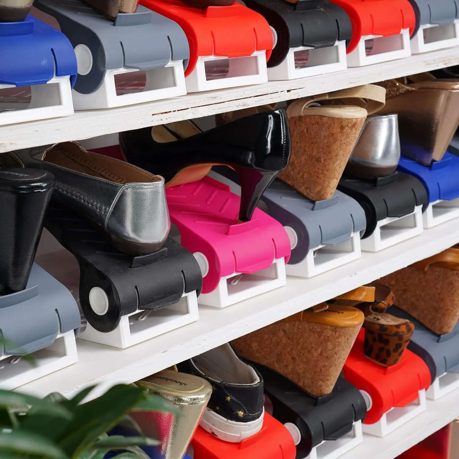 Asics Non Skid Shoes The Adjustable Shoe Rack Space Saver - Premium Quality (Multi Color)