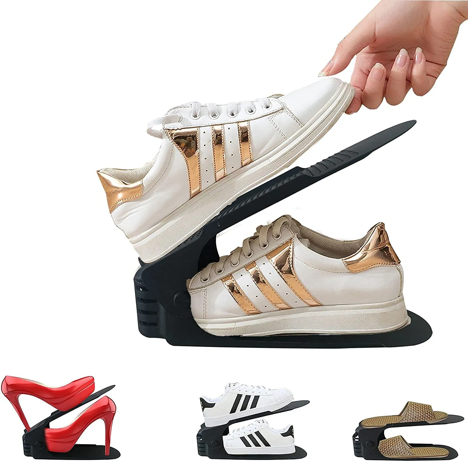 The Adjustable Shoe Rack Space Saver - Premium Quality (Multi Color) Asics Gel Flux Running Shoe