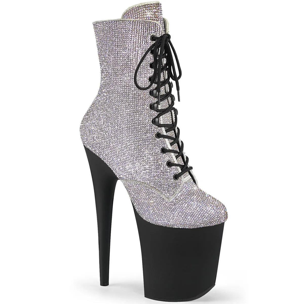 FLAMINGO-1020RS Pleaser Silver/Black Matte Sexy Platform Shoes (Pole Dancing Heels) Shoes Similar To Asics Gel Nimbus 26