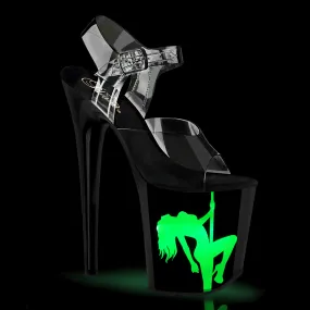 Asics Shoes For Overpronators FLAMINGO-808NLSG Pleaser Clear/Black Sexy Platform Shoes (Pole Dancing Heels)