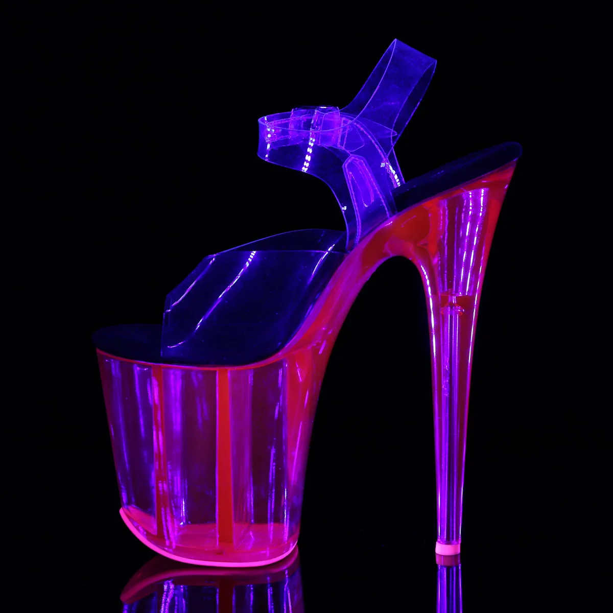 FLAMINGO-808UVT Pleaser Clear/Hot Pink Tinted Sexy Platform Shoes (Pole Dancing Heels) Asics Golf Shoe Spikes