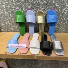 Flat Shoe Last flat & 5.5cm embossing lamb leather slippers fashion shoes women 35-42 2022new