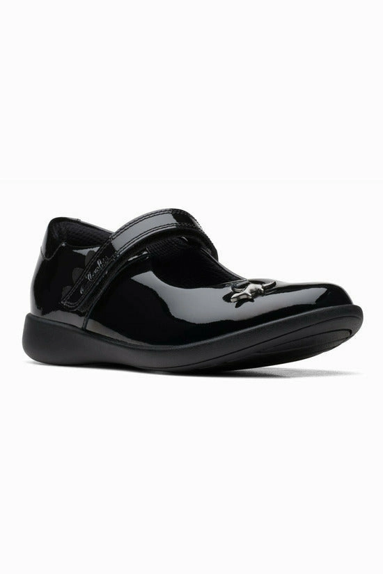 Clarks Etch Fun K in Black Patent Taste Glow