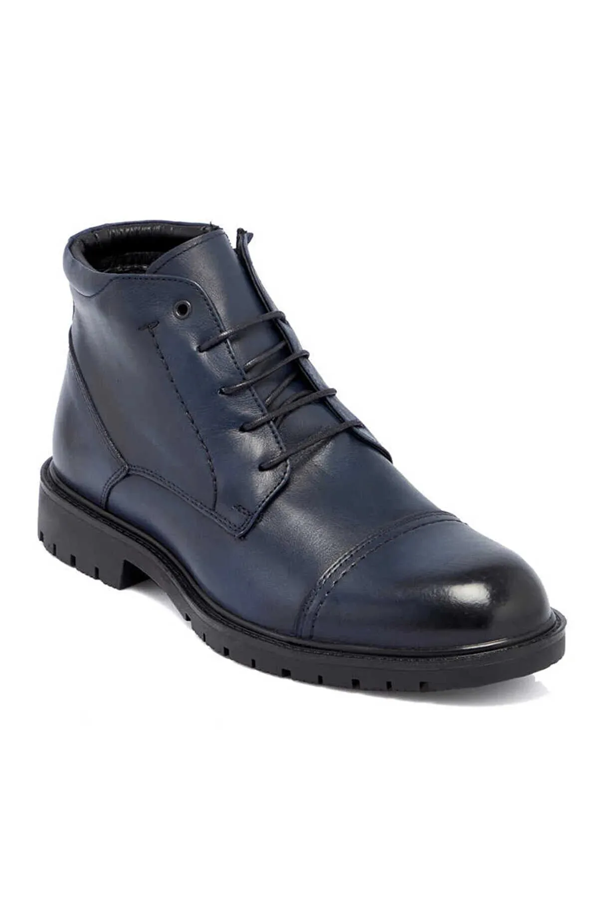 Tergan Men's Navy Blue Leather Casual Boots Dr Boots Sale