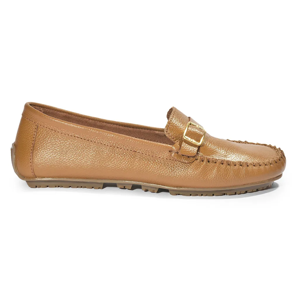 Healers Formal Shoes Tan Loafers For Women 2074-21 By Liberty Slacks With Loafers
