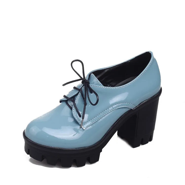 Heel Biker Boots Women's Lace Up High Heels Shoes