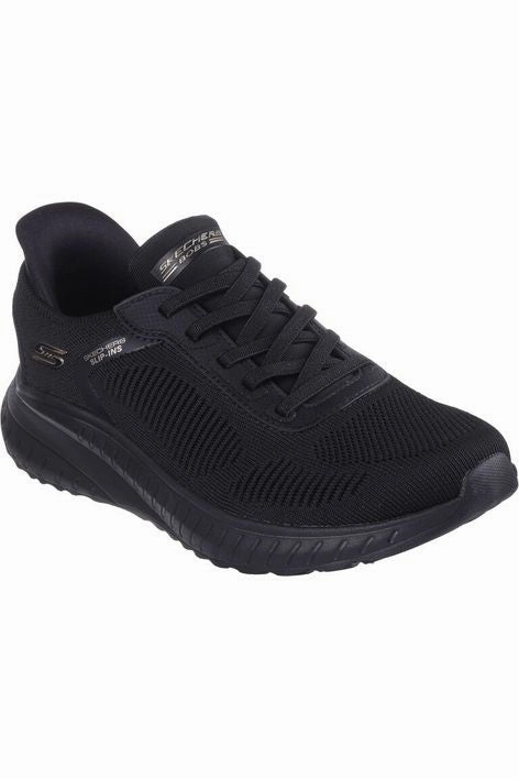 Skechers Ladies 117497 BOBS SQUAD CHAOS CURRENT MU in Black Elastic Fit Effortless Fit
