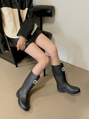 [Shoe Master] Xiaoxiangfeng rain boots for women 2023 new style medieval flat-soled outer wear non-slip high knight boots Victoria Secret Rain Boots